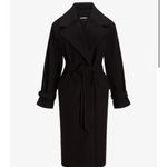 EXPRESS Oversized Black Belted Wrap Front Faux Wool Coat XS $220 Photo 2