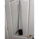 Stone Mountain Black Pebble Leather Phone Crossbody Bag Wristlet Strap Gold Logo Photo 2