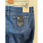 Paige Amber Mid Rise Straight Ankle Jeans Size 34 Dark Wash Raw Hem Photo 3