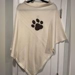 NWT Top It Off Cream Knit Pullover Poncho Shawl Brown Faux Leather Dog Cat Paw Size undefined Photo 0