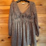 Alter’d State Boutique Cheetah Print Long Sleeve Dress Boho size Small Brown Photo 0