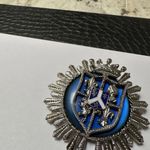 Vintage Signed Coro Blue & Silver Tone Coat Of Arms Crest Brooch Pin Photo 1