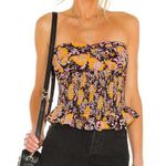 Free People  Floral One More Time Tube Top Black Orange Size Small Photo 0