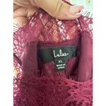Lulus Lulu’s Women's Maddox Burgundy Satin Eyelash Lace Adjustable Straps Cami XL Photo 4
