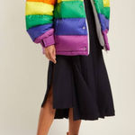Burberry Rainbow Striped Feather Down Puffer Jacket Size 44 Photo 0