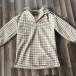 Missguided Heavyweight Pullover Coat White And Brown Houndstooth Pattern Photo 0