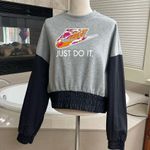 Nike Womens Sweatshirt Sz XS Gray Black Pullover Crew Neck Workout Activewear‎ Photo 8