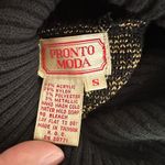 Vintage 80's Pronto Moda Gold Metallic Knit Turtleneck Sweater Women Small‎ Black Photo 6