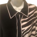 Bob Mackie Wearable Art 100% Silk Blouse M Animal Zebra Print LS Button Up Artsy Photo 1