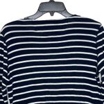 LRL Lauren Jeans Co. Striped Henley Top Women Medium 3/4 Sleeve Front Button Blue Photo 7