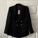 Mango MNG Black Textured Blazer with pearl Buttons size S length 29” bust 36” Photo 0