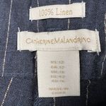 Catherine Malandrino  100% Linen Pinstripe High Rise Wide Leg Pants Blue Size 12 Photo 2