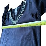 Quacker Factory  Velour V Neck Sweater Top Faux Pearl Accents Womens XL Black Photo 7