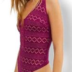 Free People  Magenta Thank You Never Bodysuit New Small Photo 1