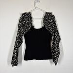 Anthropologie Woven Ruffle Sleeve Sweater Size Medium Photo 3