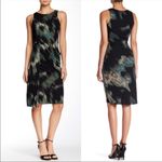 Halston Heritage H  printed Pleated Faux Wrap Dress Photo 7