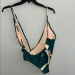 Matte Collection Stylish Green and Cream One-Piece Swimsuit Photo 3
