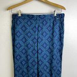 St John Size Medium Ankle Pants Blue Silk Blend Pull On Pockets Twill Stretch Photo 2