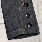 Bisou Bisou Dark Blue Denim Belted Jean Jacket Ruffled Hem S Military Band Photo 3