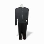Liz Claiborne VTG Black Jumpsuit Pleated Neck Shoulder Cut Out Back Straight Leg Photo 4