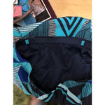 EXPRESS Women's  mini Dress Size M Blue Teal Geometric Print Strapless Photo 3