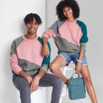 Wild Fable  XXL Crew Neck Pullover Sweatshirt Patchwork Seams Boho Oversized Photo 1