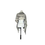 Handmade Mudcloth Ruana Gray and Black Geometric Handwoven Shawl Malian Bogolan Photo 3