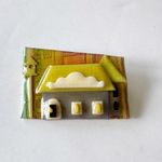 House Pins By Lucinda Vintage Pin Brooch Grays Yellows Bird House Collectibles Photo 1