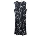 Calvin Klein  Black White Sleeveless Midi Flare Scuba Crepe‎ Dress Size 8 Pockets Photo 4