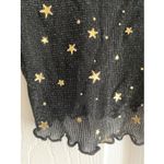 Black Sheer Knit Womens Medium Top Celestial Stars Boho Festival Photo 2