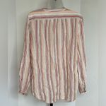 Denim and Co Naturals Button Up Top Sz S Striped Coastal Grandma Beachy Linen White Photo 6