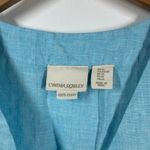 Cynthia Rowley  Top Women XS Blue 100% Linen Beach Coastal Spring V Neck Blouse Photo 4