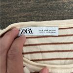 ZARA  Striped T-Shirt in Cream and Brown small Photo 1