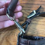 Massimo Dutti  Cinch Closure Leather Shoulder Bag‎ Crocodile Texture Brown Photo 5