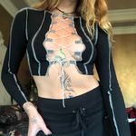 Sexy Cut Out Lace Up Top Black Photo 0