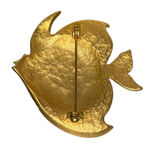 Gold Tone Fish Brooch Enamel Pastel Stripes Rhinestone Eye Pin Photo 1