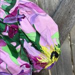 EXPRESS EUC Floral V Neck Puff Sleeve Bow Back Poplin Dress Size Photo 5