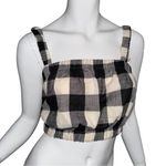 Bohme 💖 NWT Buffalo Plaid Black & Cream Crop Top Photo 0