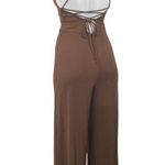 Bershka Brown Sleeveless Cross Back Lace Up Cami Tank Wide Leg Jumpsuit Size XS Photo 1