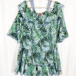 Red Carter Palm Party Swim Cover Mini Dress Tropical Hawaiian Aloha Vacation Photo 2