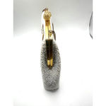 Vintage White Beaded tapestry floral clutch hand Bag kiss lock gold White Photo 10