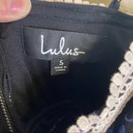 Lulus Dress Karina Embroidered Black Blue Floral Peplum Elegant Crochet Lace Photo 5