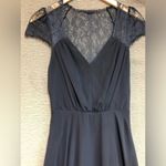 ASOS 4 navy blue chiffon flare skirt, V-neck lace upper shoulders back Photo 5