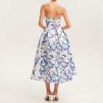 Milla Strapless Midi Dress Bird and Flower Print Garden of Eden NWT White Size 10 Photo 2