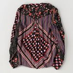 Free People  Shirt Womens Sz S Blouse Black Floral Stripe‎ Mixed Print Boho  NWT Photo 11