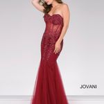 Jovani Deep Burgundy Sequin Full-Length Prom Dress Photo 1