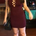 Maroon High neck Cutout Dress Photo 0