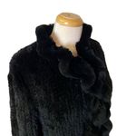 #700 TRILOGY Vegan Mink Fur Short Jacket Black Size L Photo 2