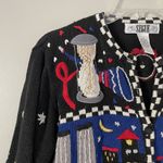 Vintage Size S Black New Years Jacket Happy New Year Art to Wear Sweater Photo 2