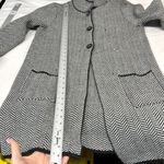 None Chic Black and White Herringbone Coat Jacket 3 Buttons Mock Neck Collar Size L Photo 10